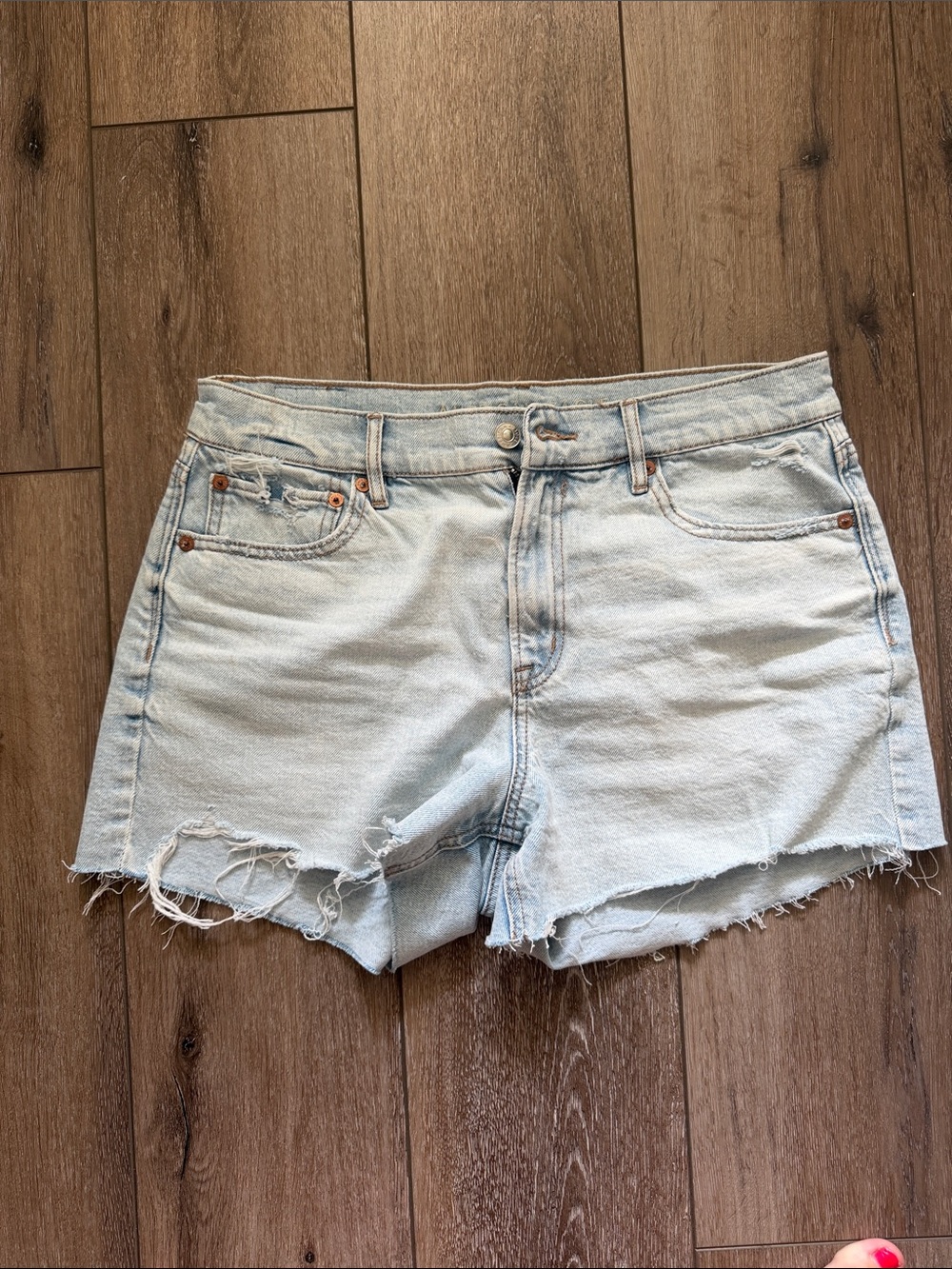 American Eagle Outfitters Light Wash Distressed Denim Shorts
